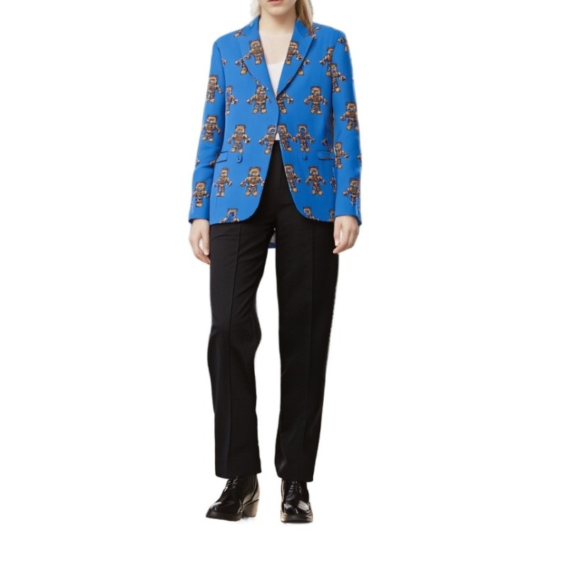 Moschino Robot Print Suit Jacket Blue