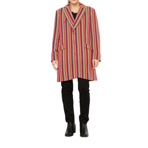 Moschino Multicolor Striped Wool Coat