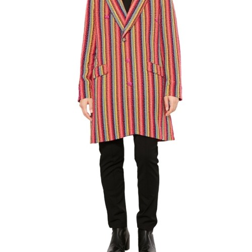 Moschino Multicolor Striped Wool Coat