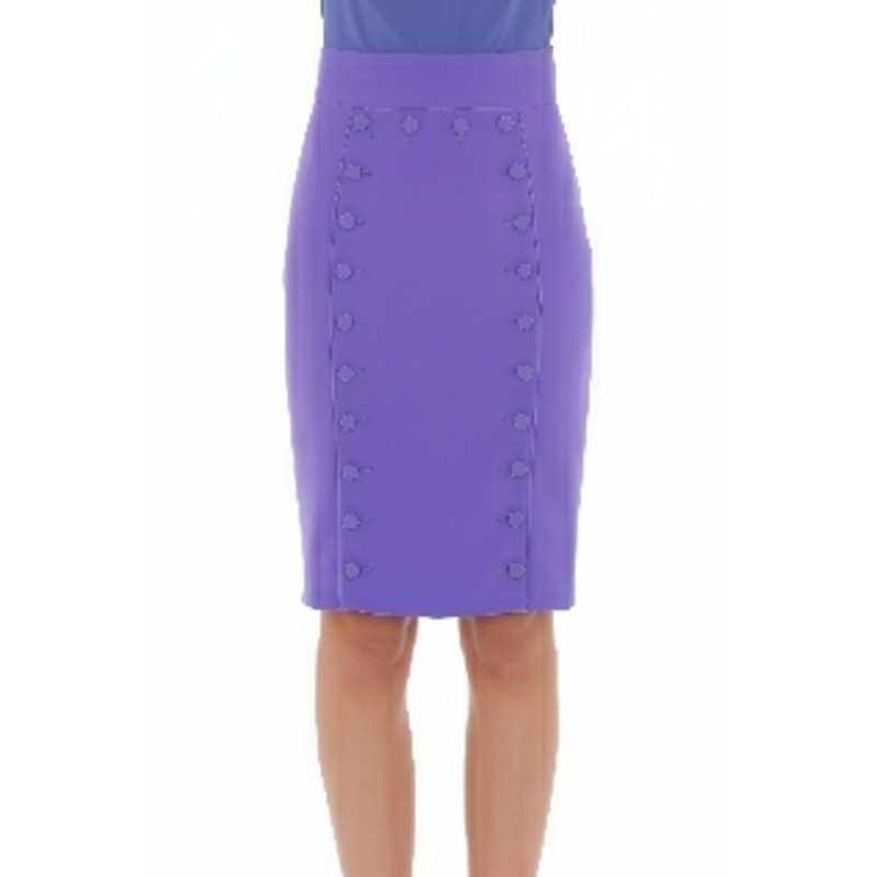 Moschino Purple Button Detail Pencil Skirt