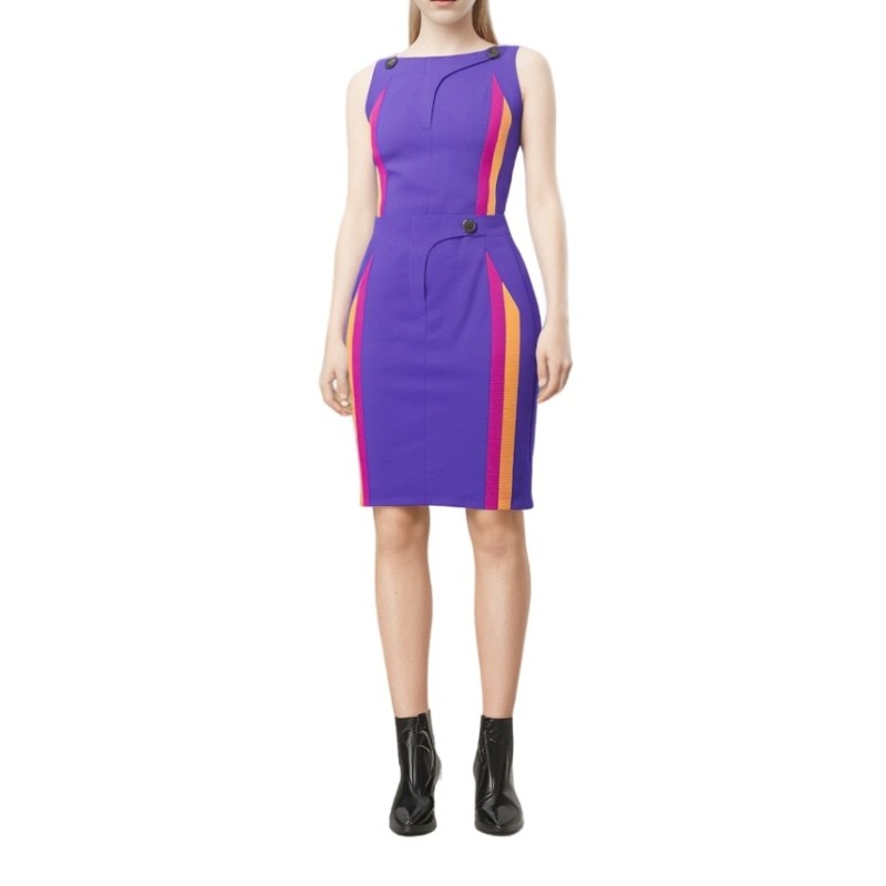 Moschino Colorblock Sleeveless Dress Purple
