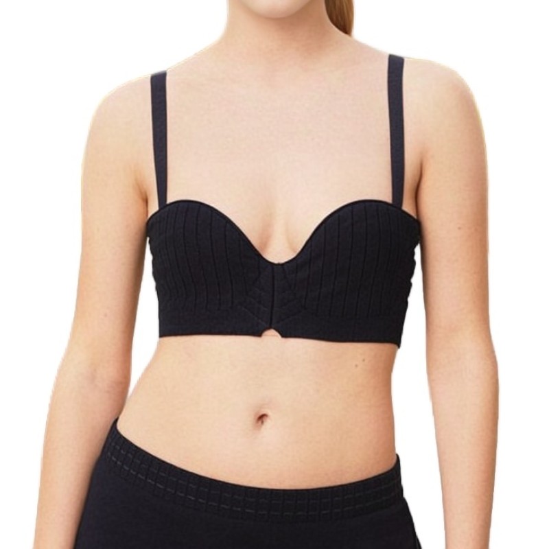 Moschino Ribbed Underwire Bra Black