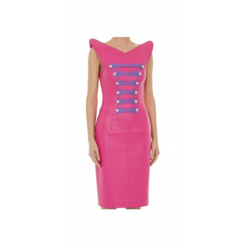 Moschino Military Button Detail Dress Pink