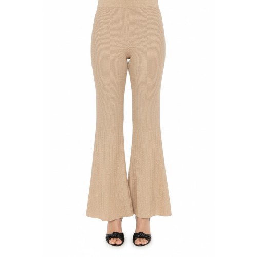 Moschino Ribbed Flare Trousers Beige