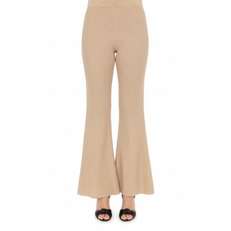 Moschino Ribbed Flare Trousers Beige