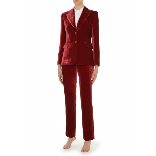Moschino Burgundy Velvet Blazer Suit Red