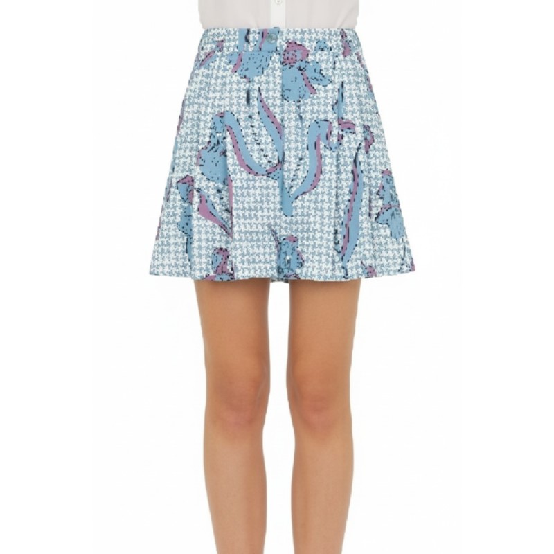 Moschino Patchwork Print Mini Skirt Blue