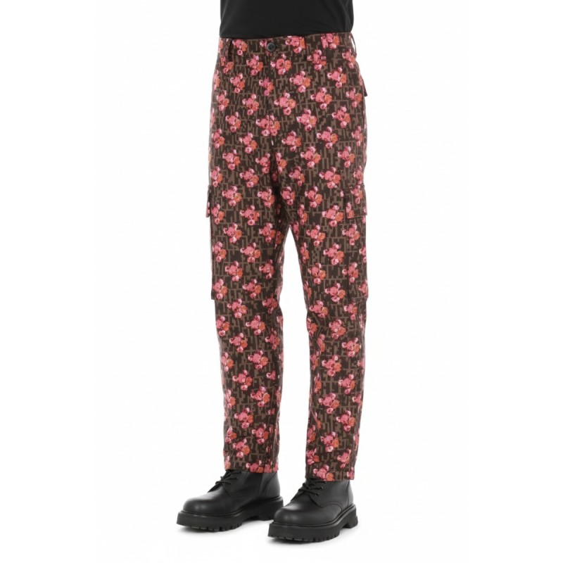 Moschino Floral Print Trousers Black Pink