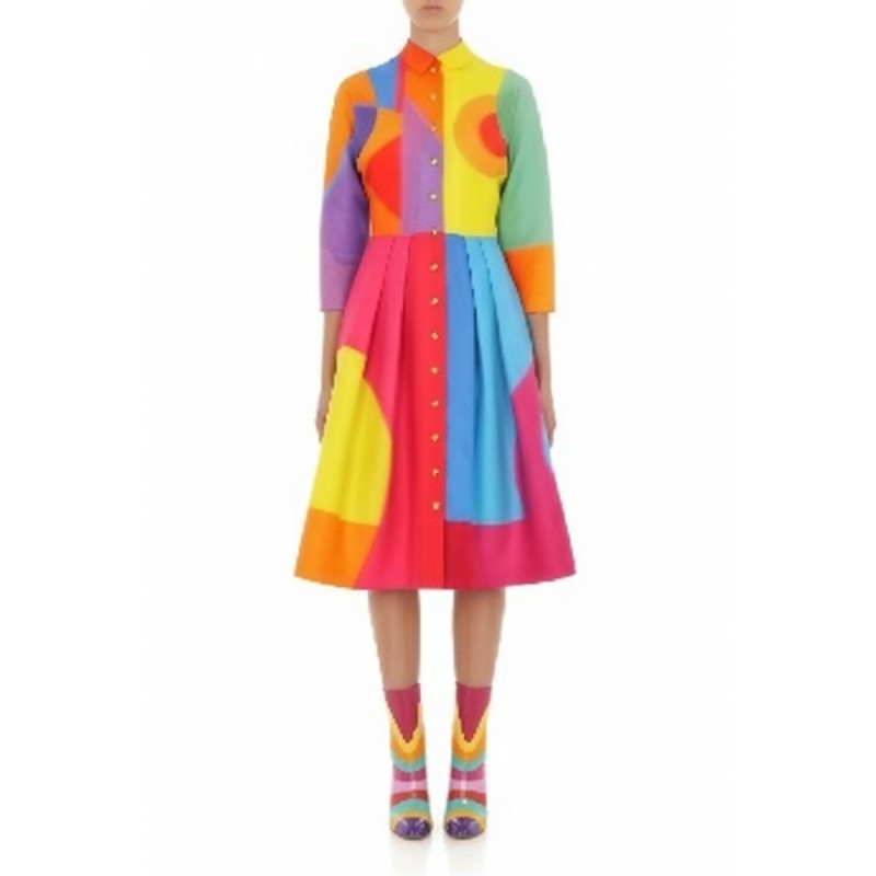 Moschino Rainbow Patchwork Midi Dress Multicolor