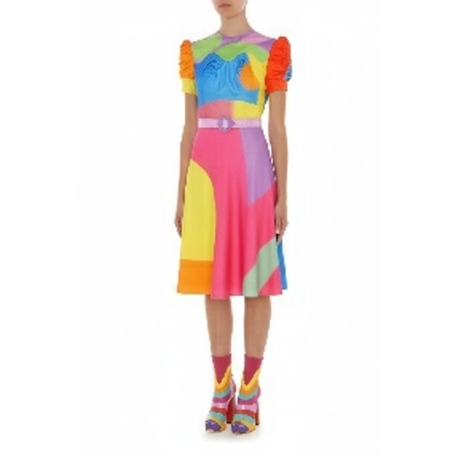 Moschino Multicolor Patchwork Midi Dress