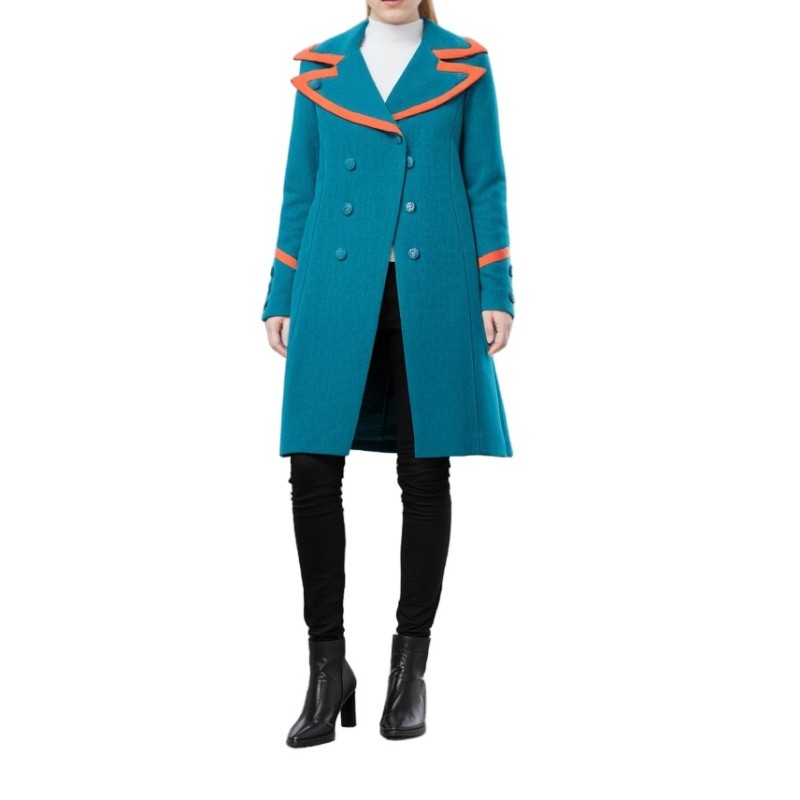 Moschino Teal Double-Breasted Military Coat