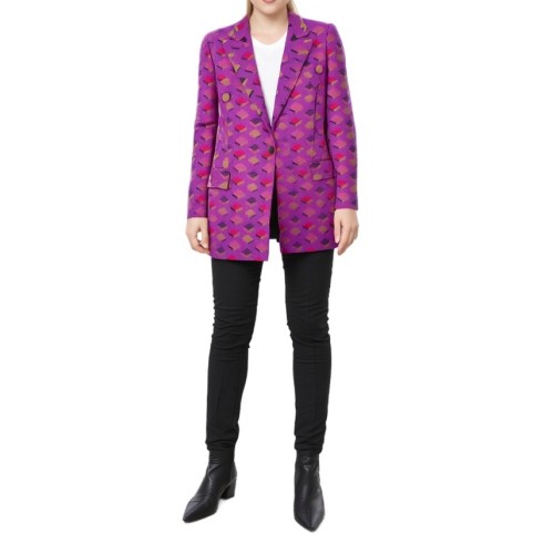 Moschino Geometric Print Blazer Purple