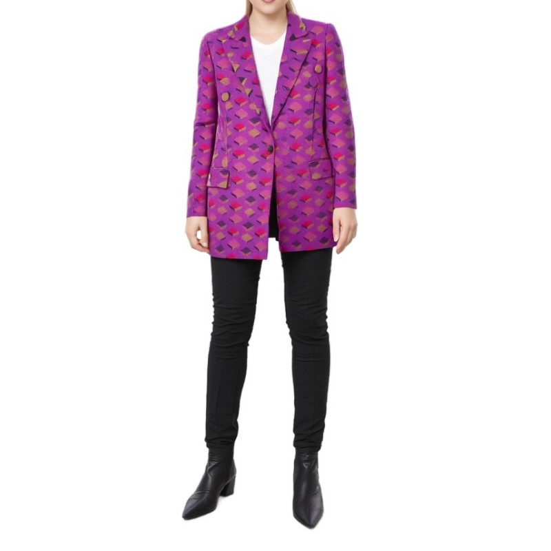 Moschino Geometric Print Blazer Purple
