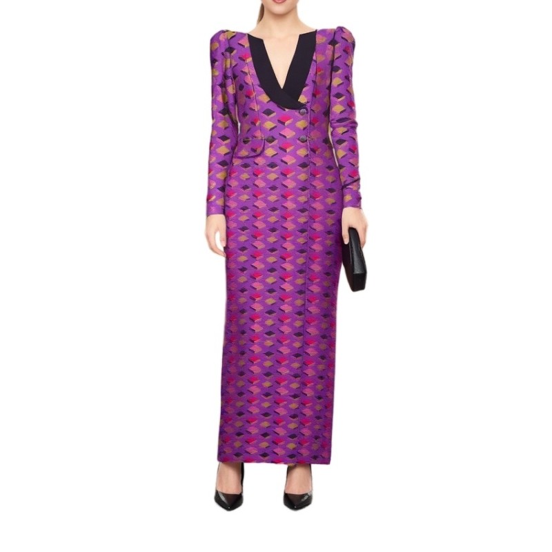 Moschino Purple Geometric Maxi Dress