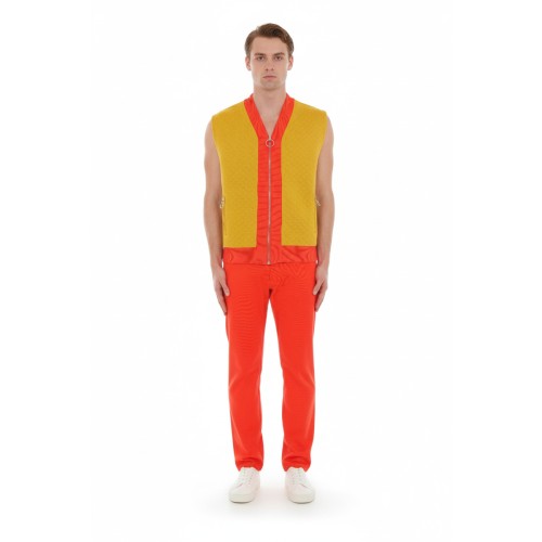 Moschino Colorblock Zip Gilet Yellow Red