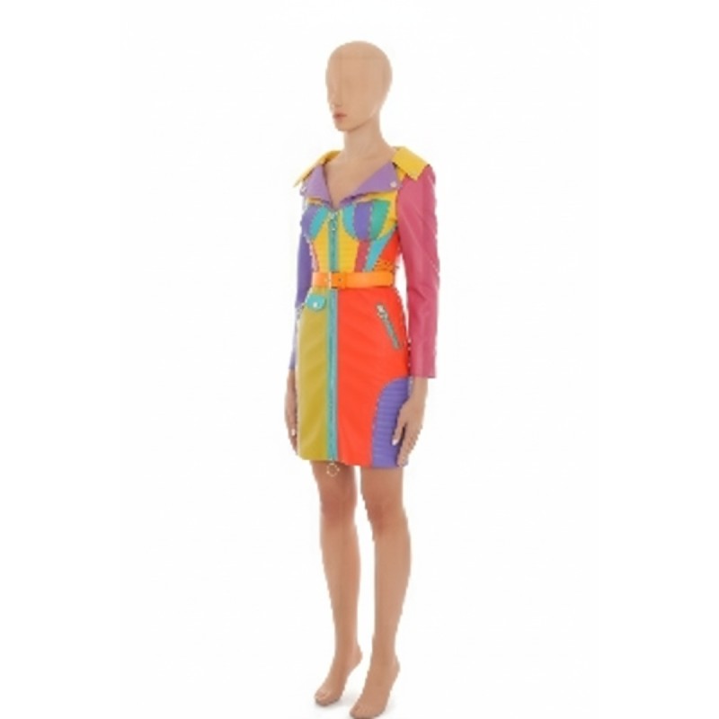 Moschino Colorblock Long Sleeve Dress Multicolor