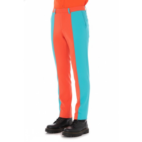 Moschino Colorblock Split Trousers Orange Turquoise