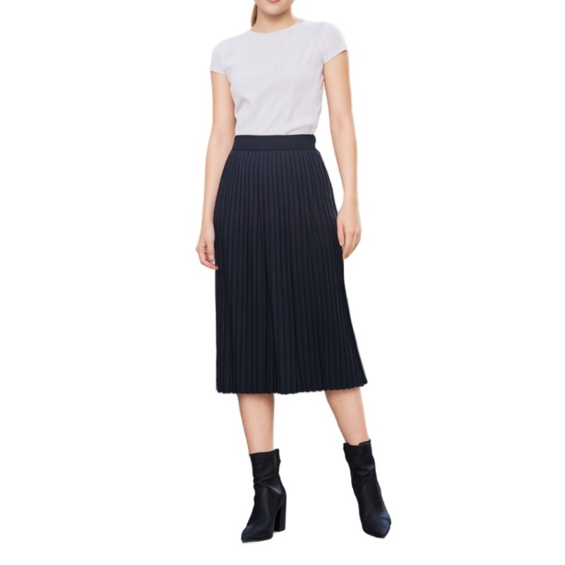 Moschino Ribbed Knit Midi Skirt Navy