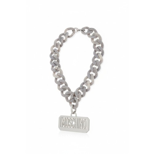 Moschino Chunky Chain Logo Necklace Silver