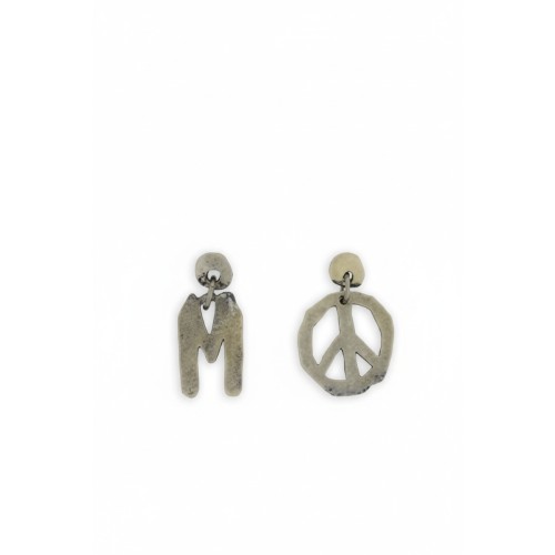 Moschino Peace Sign Statement Earrings Silver