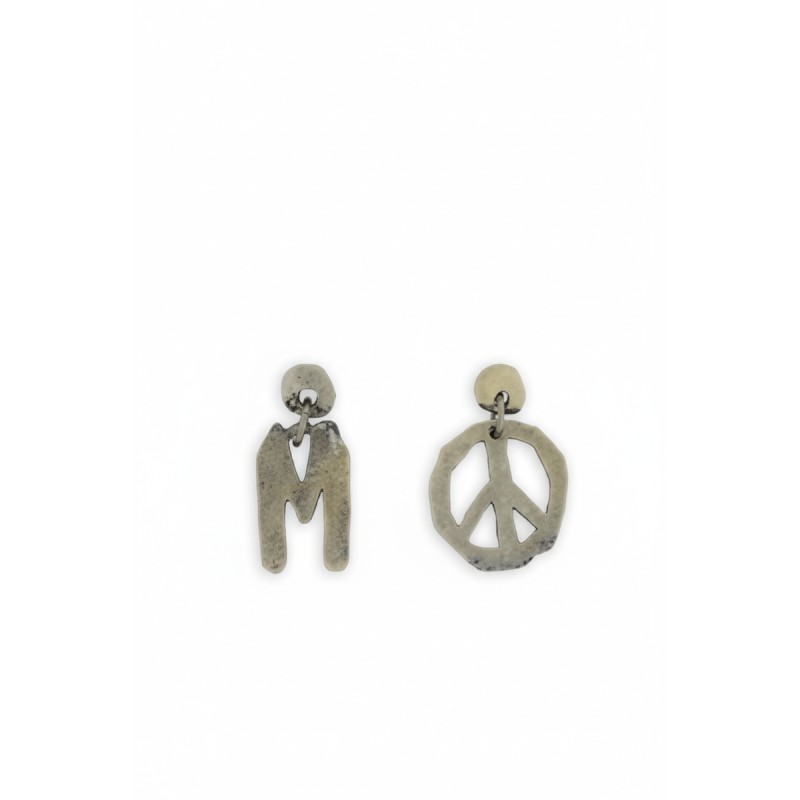 Moschino Peace Sign Statement Earrings Silver