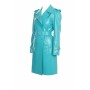 Moschino Turquoise Leather Trench Coat