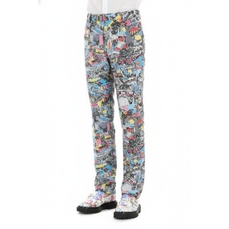 Moschino Comic Print Straight Trousers Multicolor