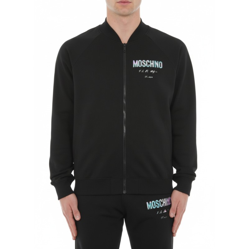 Moschino Holographic Logo Bomber Jacket Black