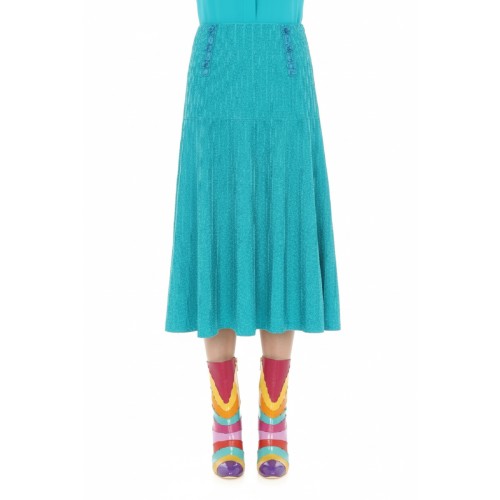 Moschino Turquoise Knit Midi Skirt