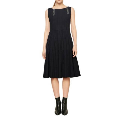 Moschino Ribbed Knit Midi Dress Black