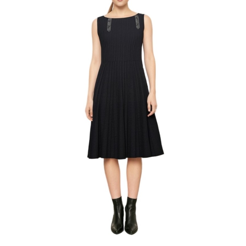 Moschino Ribbed Knit Midi Dress Black