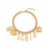 Moschino Chain Letter Charm Necklace Gold