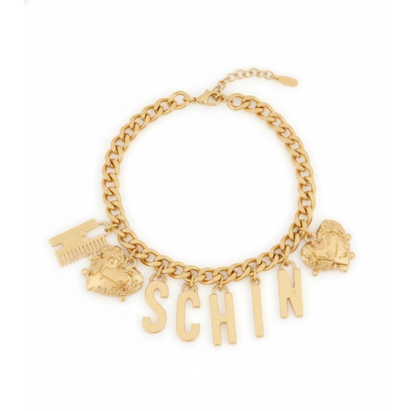 Moschino Chain Letter Charm Necklace Gold