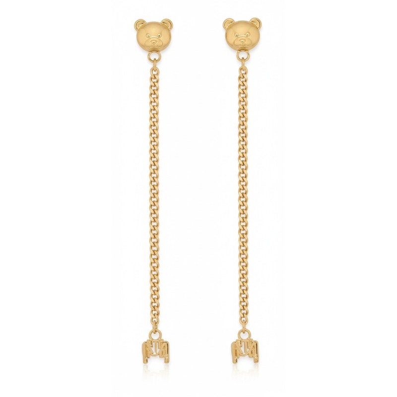 Moschino Teddy Bear Chain Drop Earrings Gold