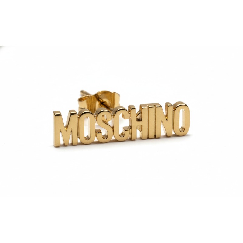 Moschino Logo Lettering Stud Earrings Gold