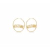 Moschino Logo Brass Hoop Earrings Gold
