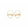 Moschino Logo Brass Hoop Earrings Gold