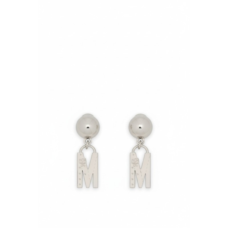 Moschino Letter M Drop Earrings Silver