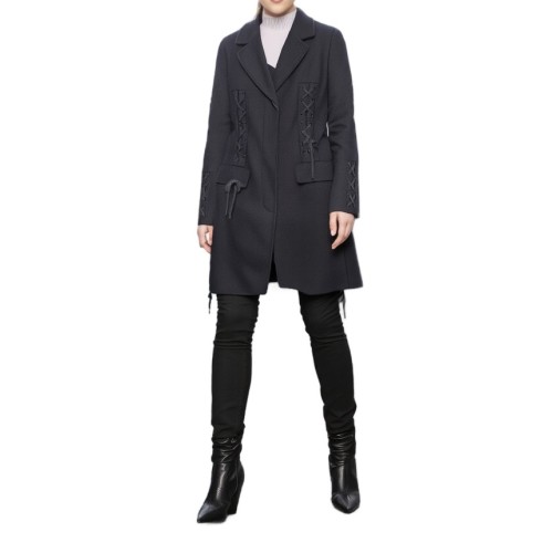 Moschino Lace-Up Detail Blazer Coat Charcoal