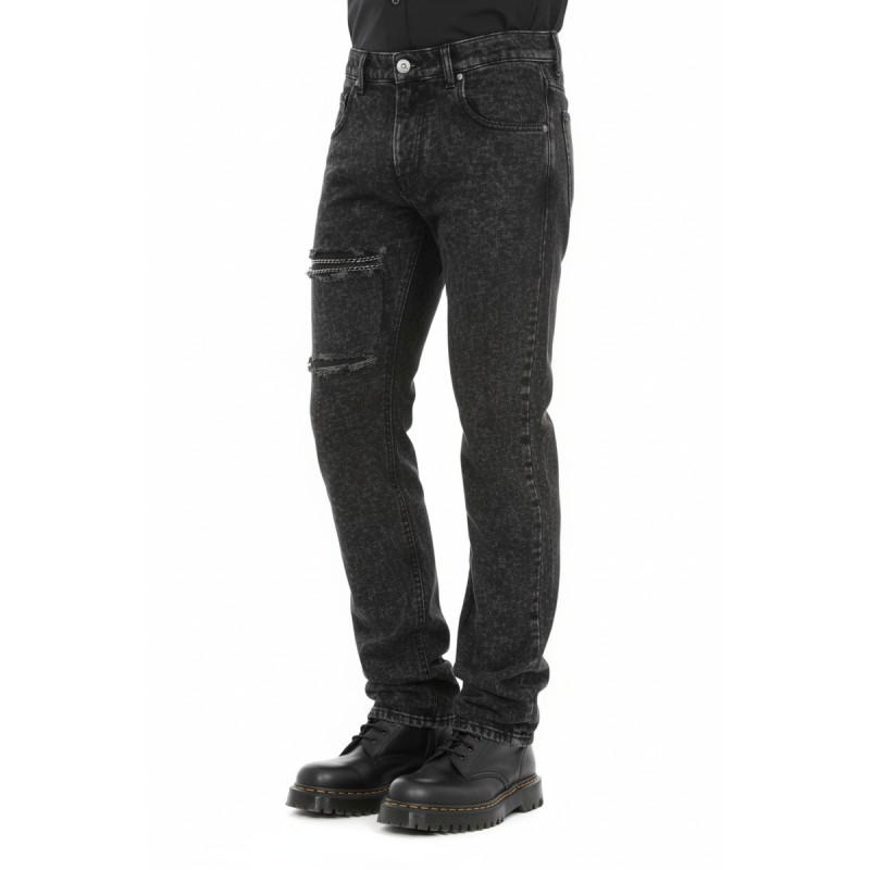 Moschino Distressed Acid Wash Jeans Black