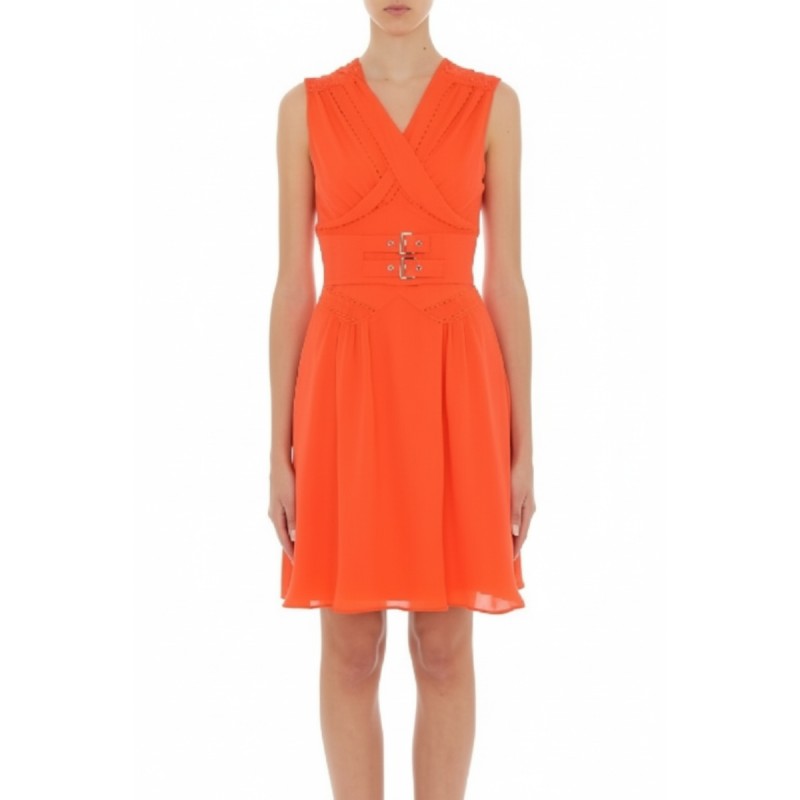 Moschino Sleeveless V-Neck Dress Orange
