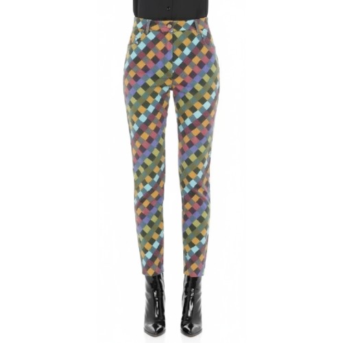 Moschino Multicolor Diamond Geometric Trousers