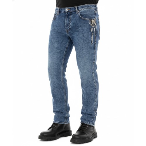 Moschino Studded Blue Denim Jeans