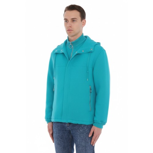 Moschino Turquoise Hooded Windbreaker Jacket