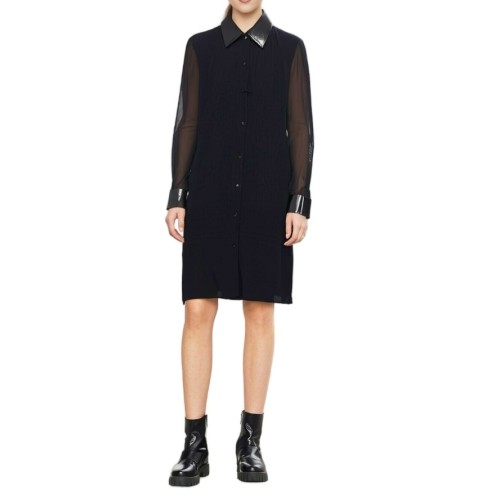 Moschino Sheer Sleeve Shirt Dress Black