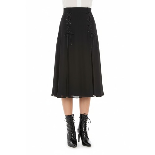 Moschino Lace-Up Midi Skirt Black