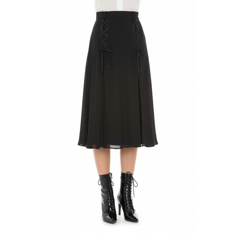 Moschino Lace-Up Midi Skirt Black