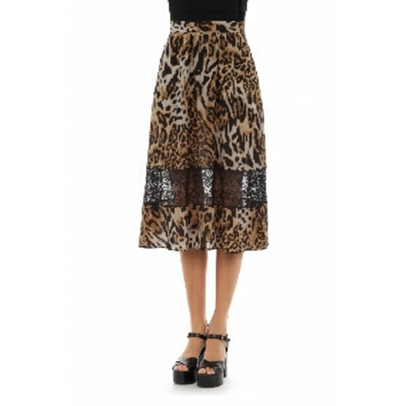 Moschino Leopard Print Sequin Midi Skirt