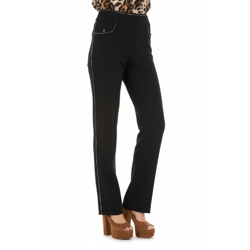 Moschino High-Waisted Contrast Stitching Trousers Black