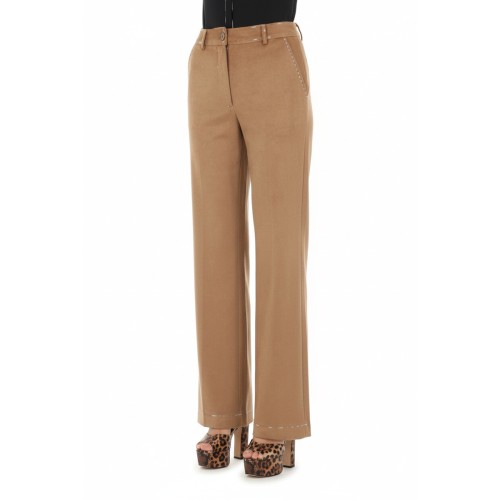 Moschino Wide Leg Contrast Trousers Camel